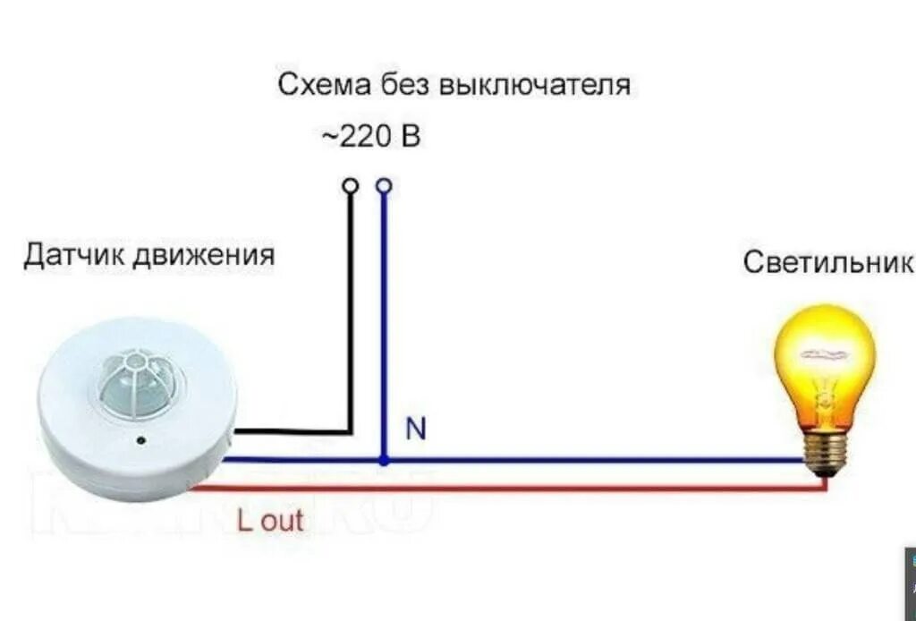 Подключение датчика движения для освещения с выключателем