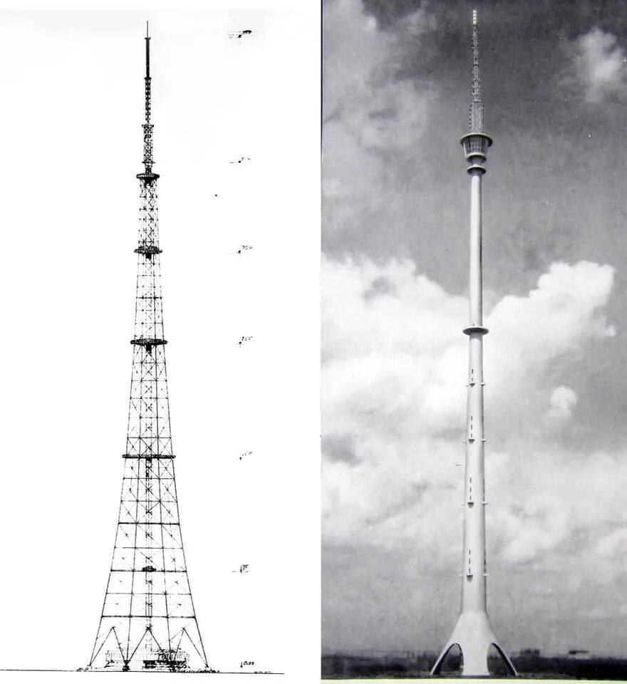 Башня сначала. Останкинская телебашня ссср. останкино 1950е. останкино 1950 годов. старая телевизионная башня в москве.