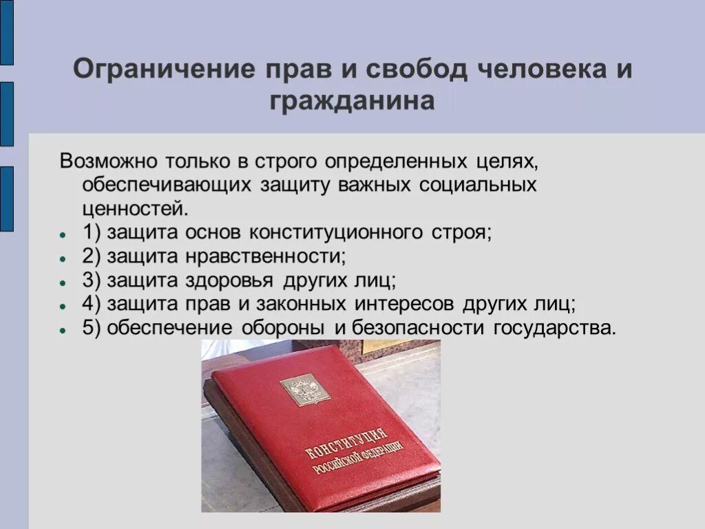 Федеральный закон о защите прав человека. Основание и порядок ограничения прав и свобод человека и гражданина. Основание ограничения конституционных прав и свобод гражданина. Ограничение прав человека. Ограничение конституционных прав и свобод человека и гражданина в РФ.