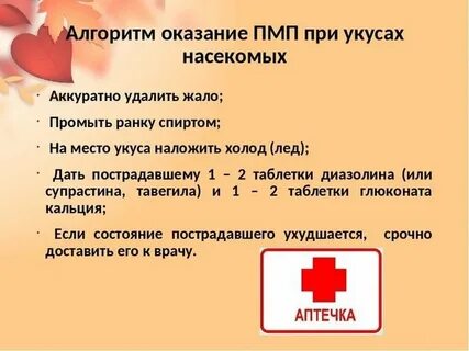 Действия при укусе насекомыми и змеями