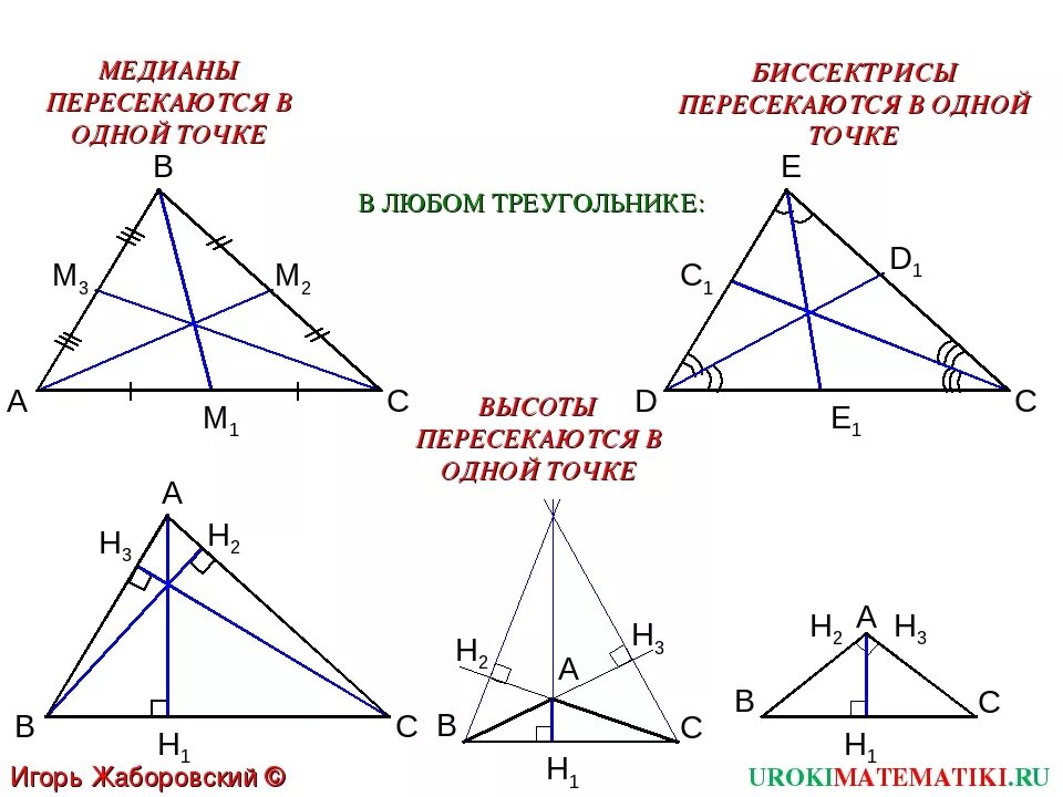 Четыре варианта различных перпендикуляров. Построение Медианы биссектрисы и высоты треугольника. Понятие Медианы высоты и биссектрисы треугольника. Геометрия 7 класс биссектриса Медиана. Медиана биссектриса высота 7 класс.