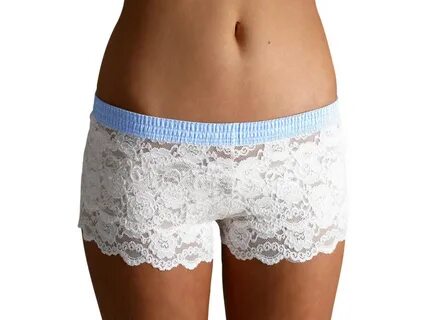 FOXERS Ivory Lace Boxers with Light Blue Dot Band Lace image 0.