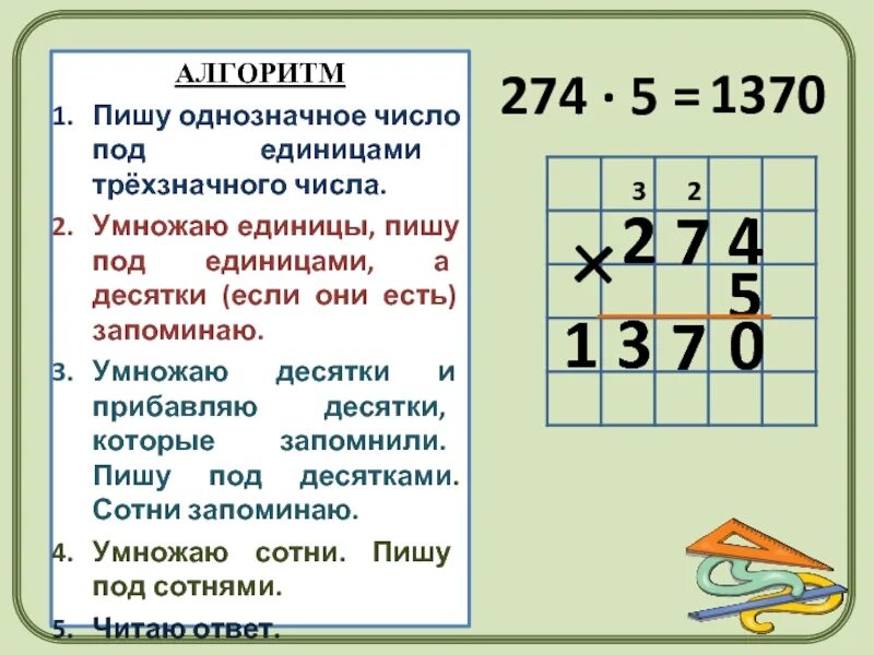 Алгоритм письменного умножения на однозначное число. Умножение трехзначного числа на однозна. Алгоритм умножения многозначного числа на однозначное. Алгоритм письменного умножения на однозначное число 4 класс. Письменное умножение многозначных чисел на однозначное