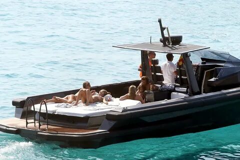 Tania Cagnotto was seen topless on a boat with friends near Formentera, Spa...