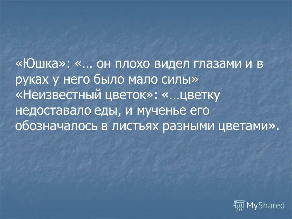 Доброта в произведении юшка