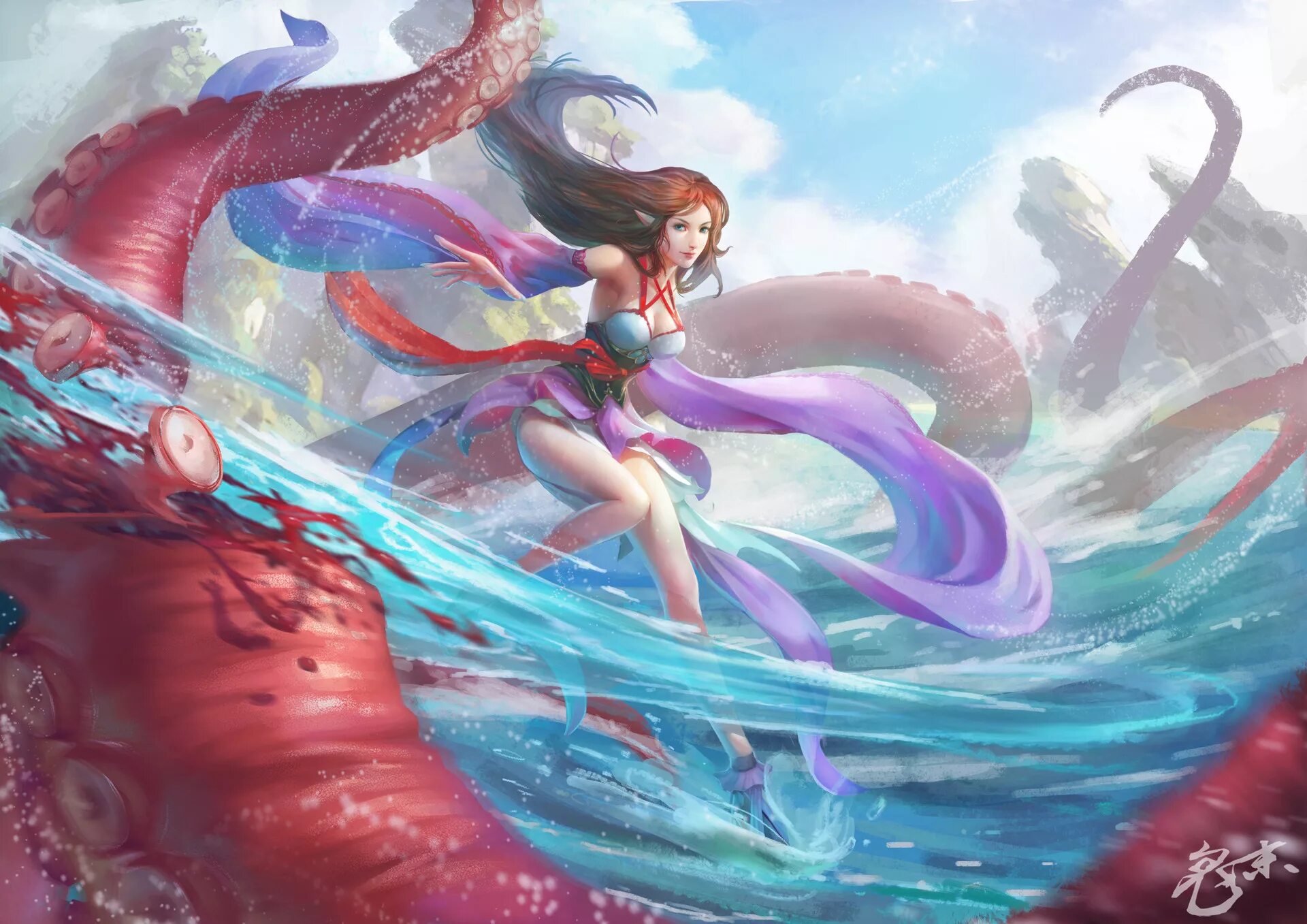 Daniela uhlig художник. Девушка со щупальцем. Девушка с щупальцами. Горгоны сфено эвриала. Женщина с щупальцами.