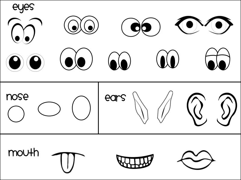 Раскраска глазки и ротик. Nose Eyes для детей. Глаза рот нос для монстриков. Глаза уши нос рот раскраска.