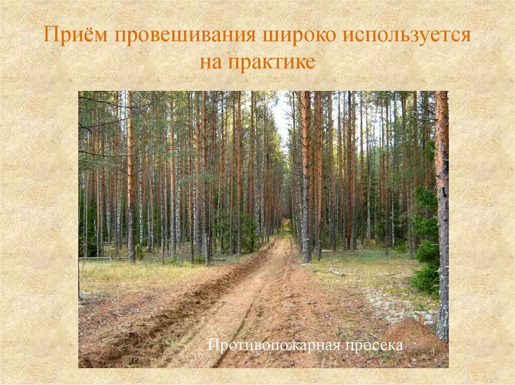 Широко используется в практике. Провешивание прямой на местности. противопожарная просека. прием провешивания прямой на практике. где на практике используется приём провешивания прямой.