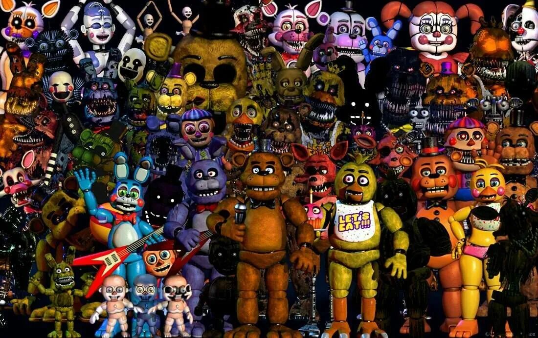 Список аниматроников из фнаф. Five nights at freddy&#039;s 5 аниматроники. fnaf 5 все аниматроники. аниматроники фнаф 10 часть. аниматроники из 5 части фредди.