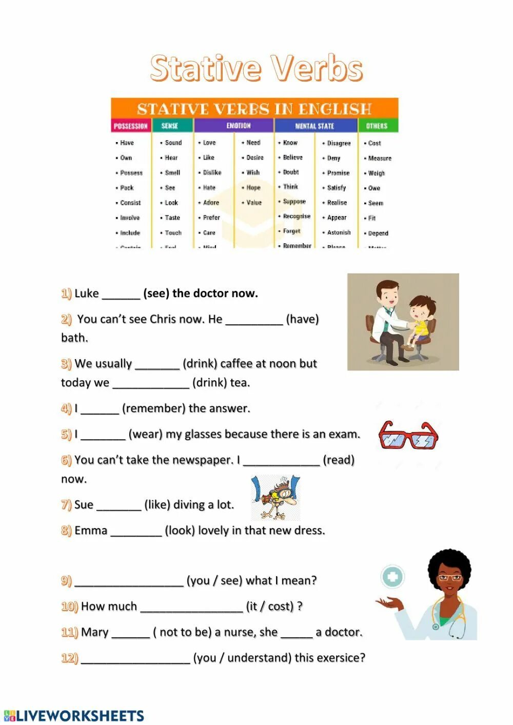 Упражнения на State and Action verbs. State verbs упражнения. Stative verbs в английском языке Worksheets. Present Continuous Stative verbs упражнения. State на английском