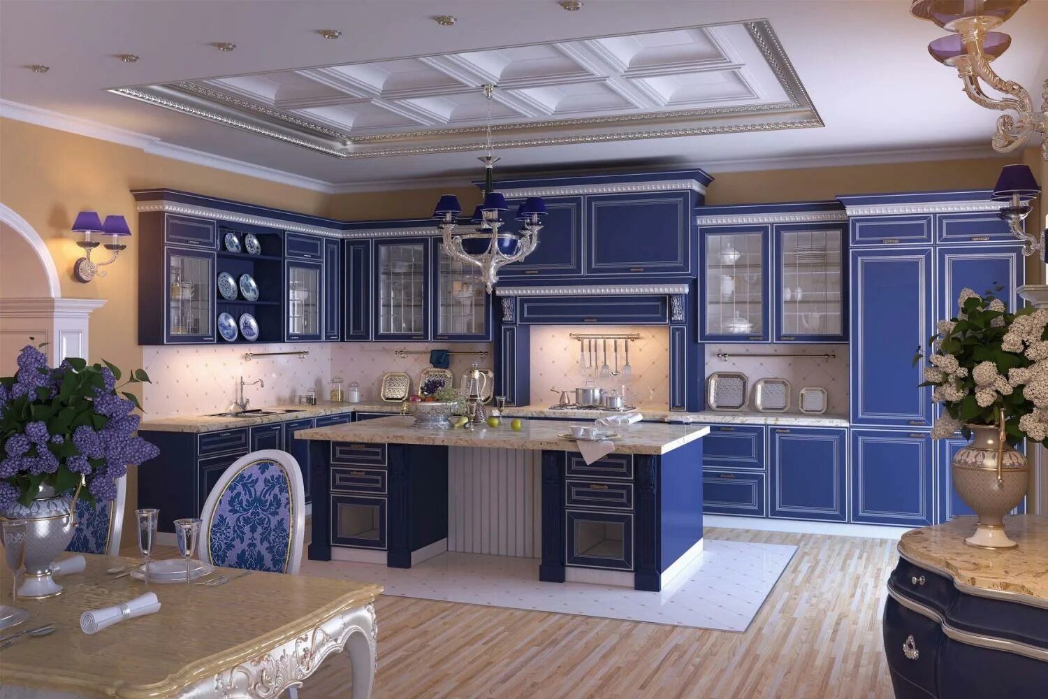 Синяя кухня. Кухенберг кухни Иваново. Синяя кухня в интерьере. Кухня в синих тонах интерьер. Кухня классика синяя.