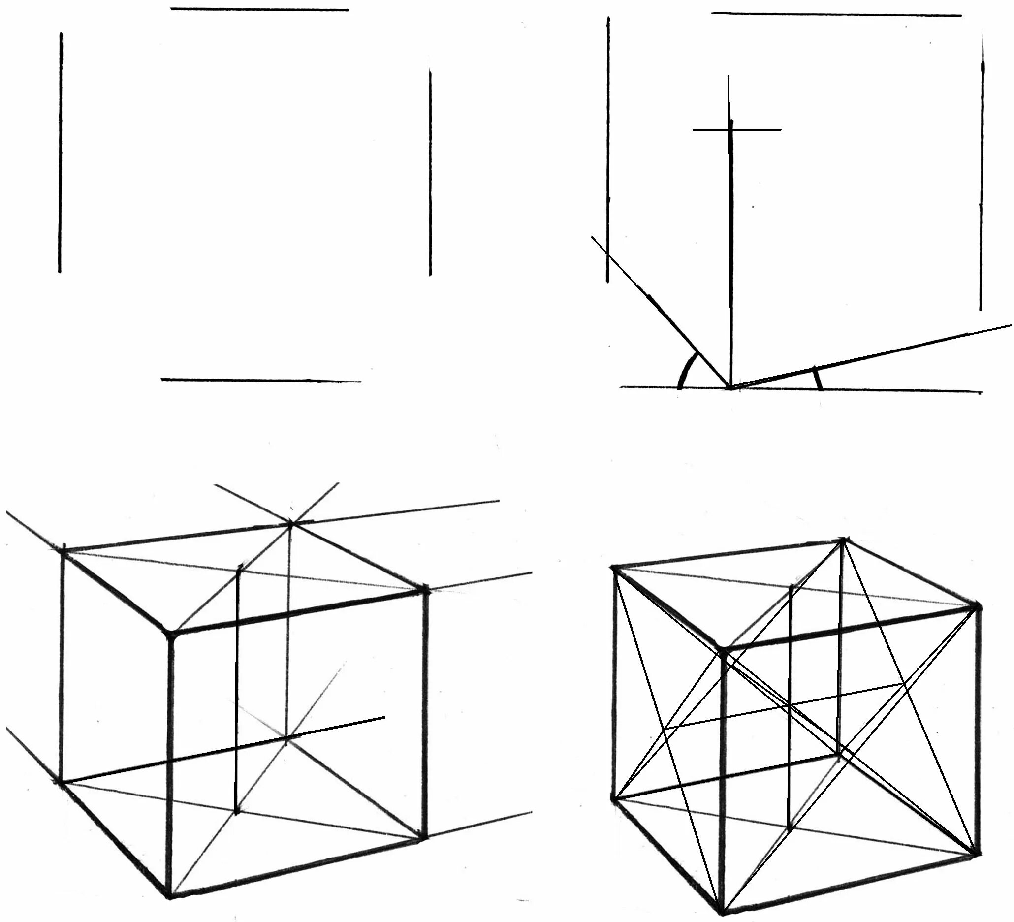 Поэтапное строение Куба. Как строить куб пошагово. Построение линейно-конструктивное построение Куба. Построение гипсового Куба.