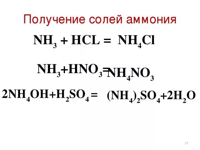 Нитрат аммония в аммиак реакция