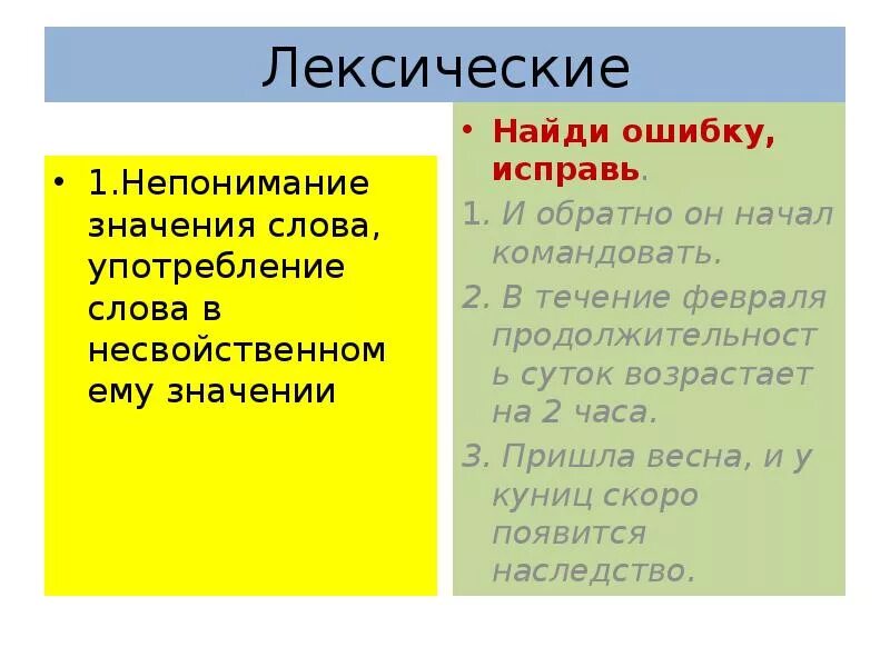 Ошибка лексическое значение
