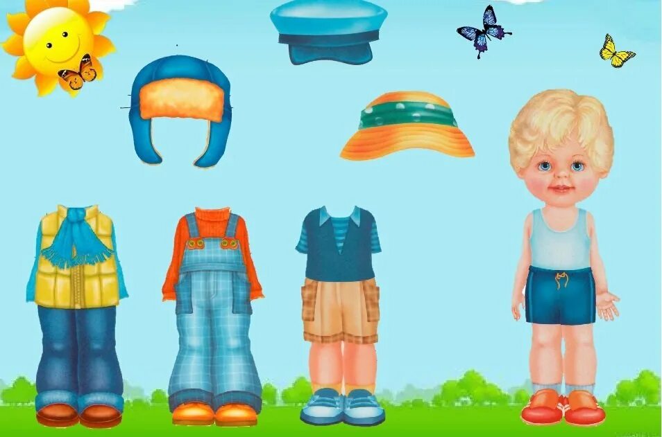 Летняя одежда для дошкольников. Оденем куклу на прогулку. Предметы одежды для дошкольников. Сезонная одежда.