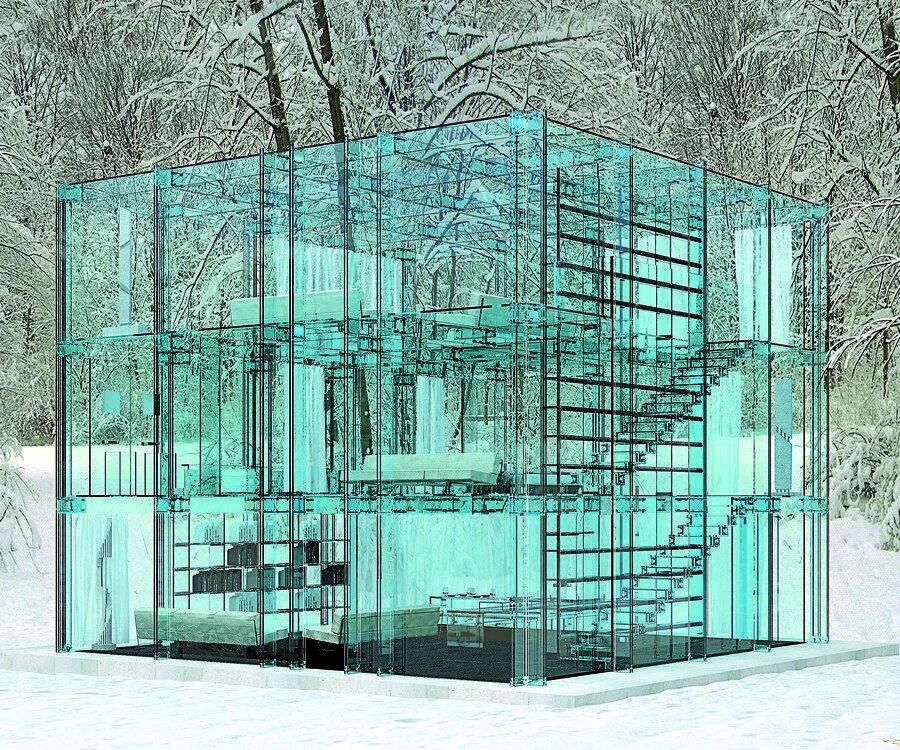 В стеклянном доме камнями не бросаются. The Glass House, бюро Santambrogio Milano (Италия). Дом из стекла. Стеклянный домик. Прозрачный дом.