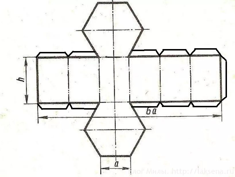 Призма развертка для склеивания. Развертка шестиугольной Призмы чертеж. Шестигранник Призма развёртка. Шестиугольная Призма чертеж. Правильная шестиугольная Призма развертка.