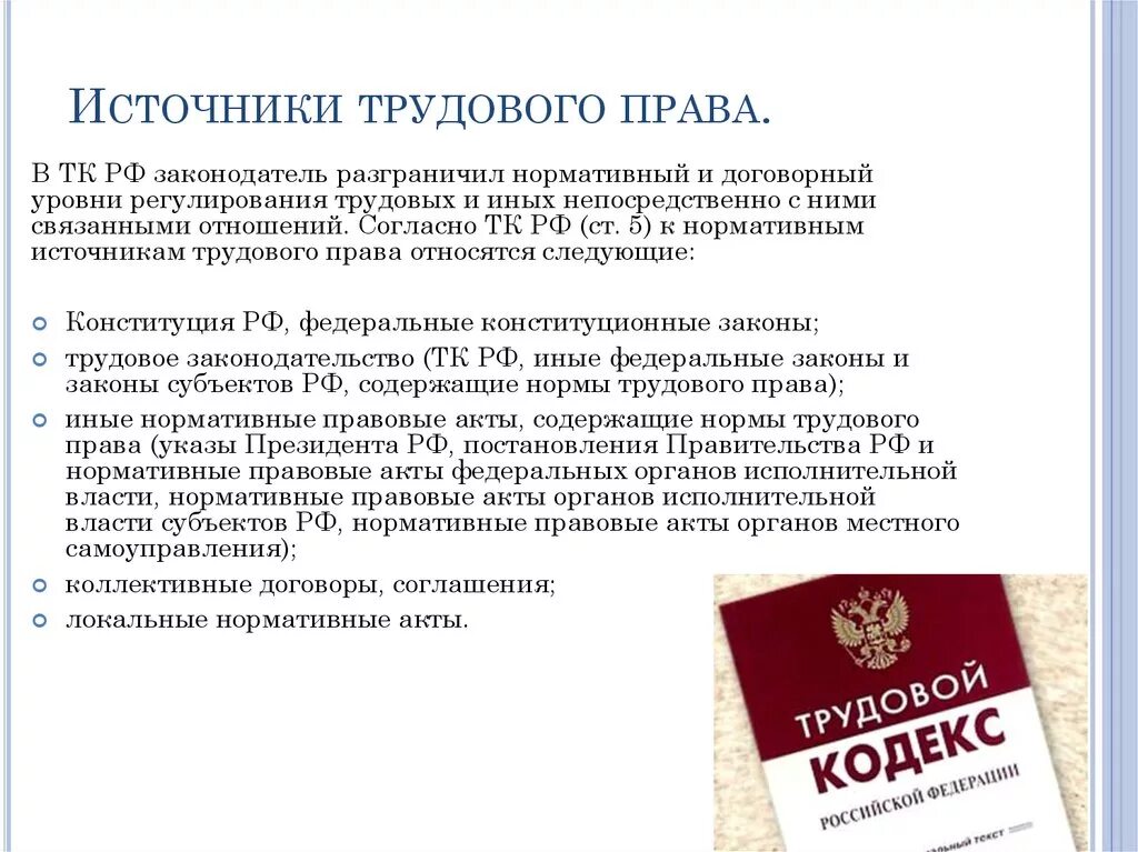 Источником трудового в россии. Трудовое законодательство.