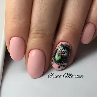 Дизайн сова на ногтях