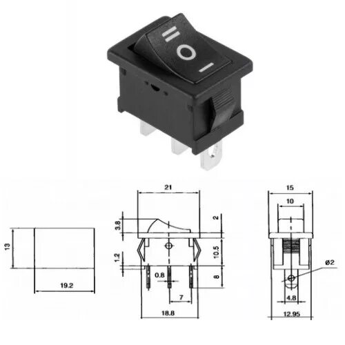 Кнопка 3-х позиционная KCD4 16A250v - Макси-Сервис