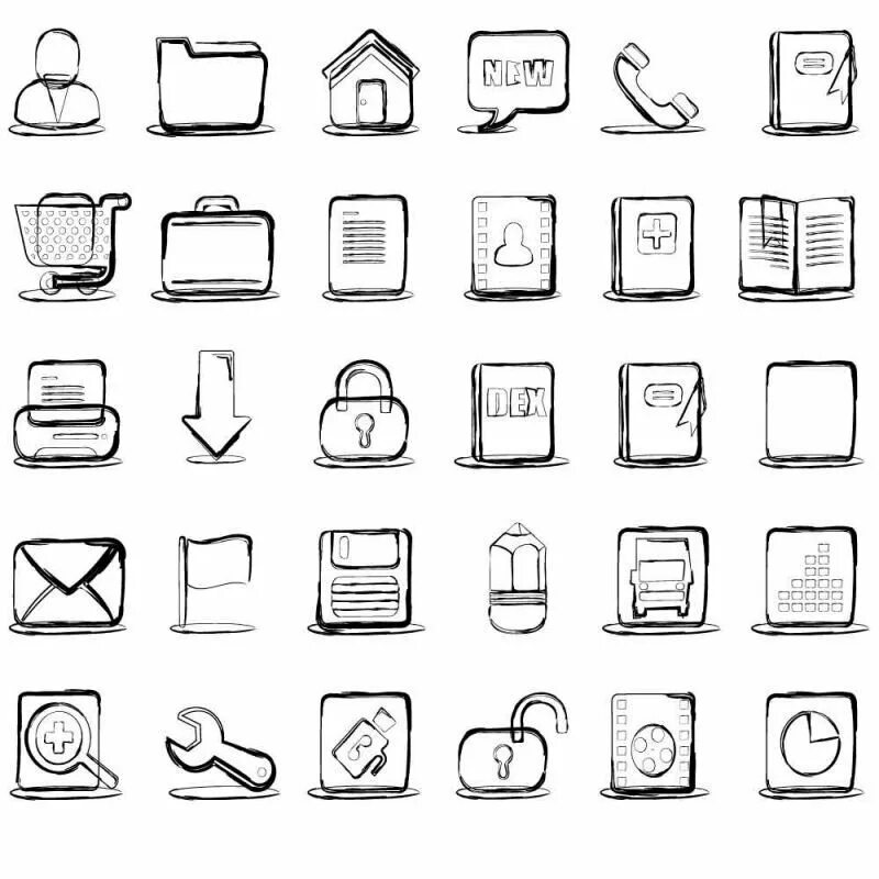 Стильные иконки. Интересные иконки. Набор иконок. Графические иконки. Draw icons