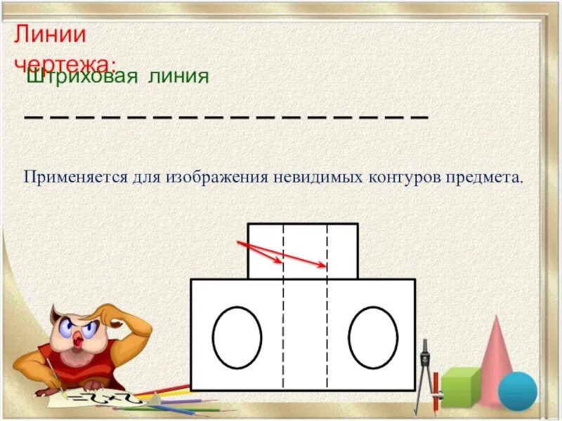 Для изображения невидимого контура применяется. Линии невидимого контура изображаются. линии чертежа. невидимые линии в черчении. линии чертежа презентация.