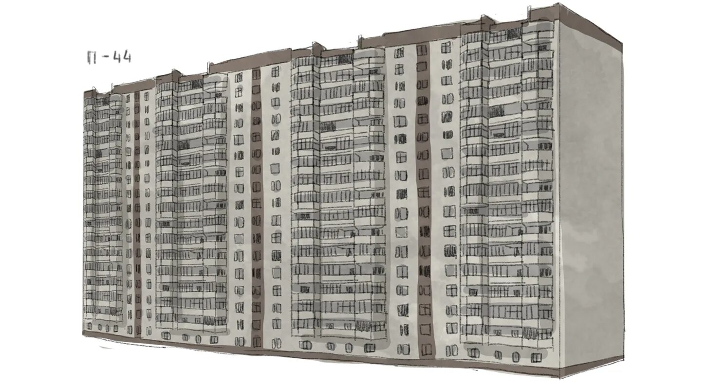 П 44 жк рф. 16 Этажный панельный дом Москва. 9 Этажка сбоку. Панельная 9-ти этажка. КОПЭ 44.