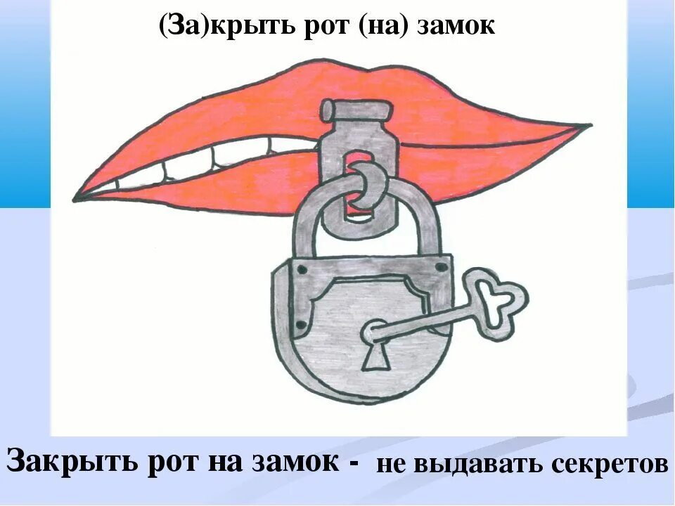 Значение слова рот. Фразеологизм рот на замок. Держать рот на замке фразеологизм. Фразеологизм держи рот на замке.