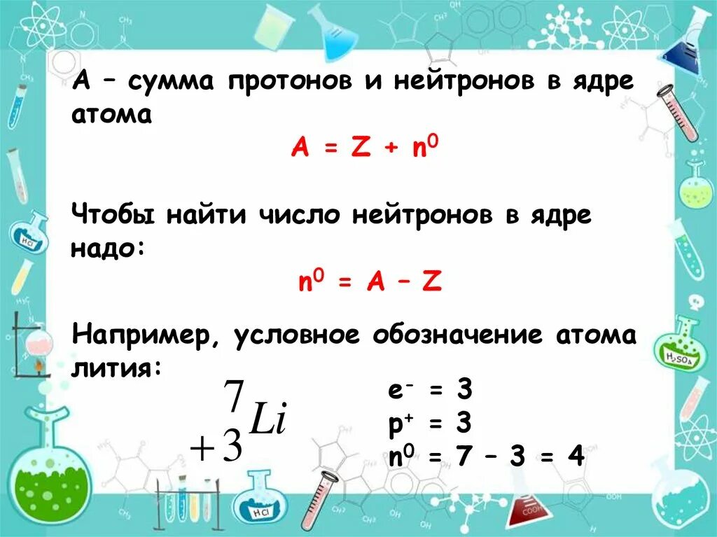 Как определить количество нейтронов в ядре атома