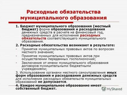 Расходные обязательства местных бюджетов