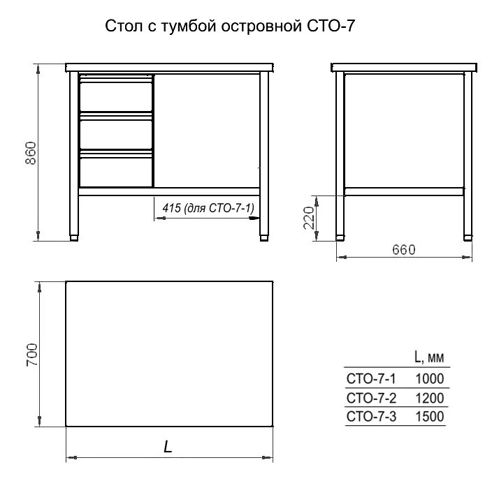 Высота стола тумбы. Стол с тумбой Abat СТО-7-2. Стол с тумбой островной Abat СТО-7-1. Стол тумбовый Абат СТО 7-1. Чертеж стола из нержавейки.