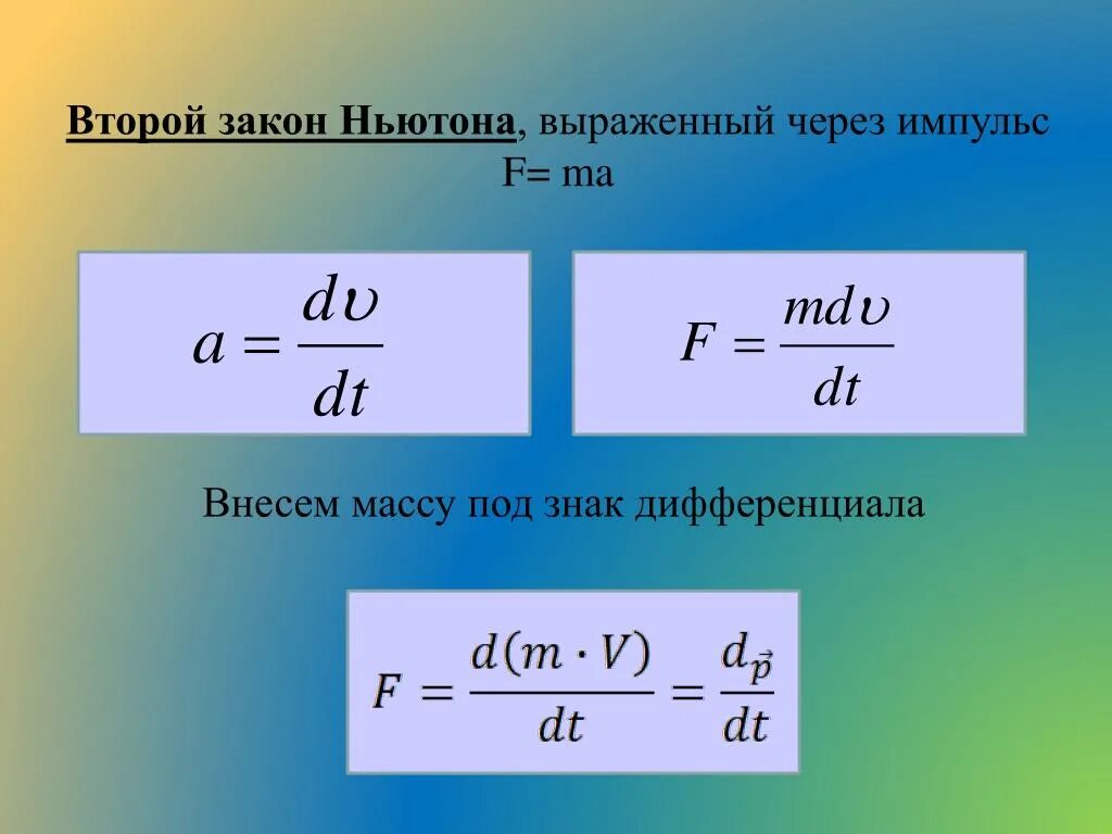 Второй закон Ньютона через Импульс. Второй закон Ньютона выраженный через Импульс. Второй закон через Импульс закон. Формула второго закона Ньютона.