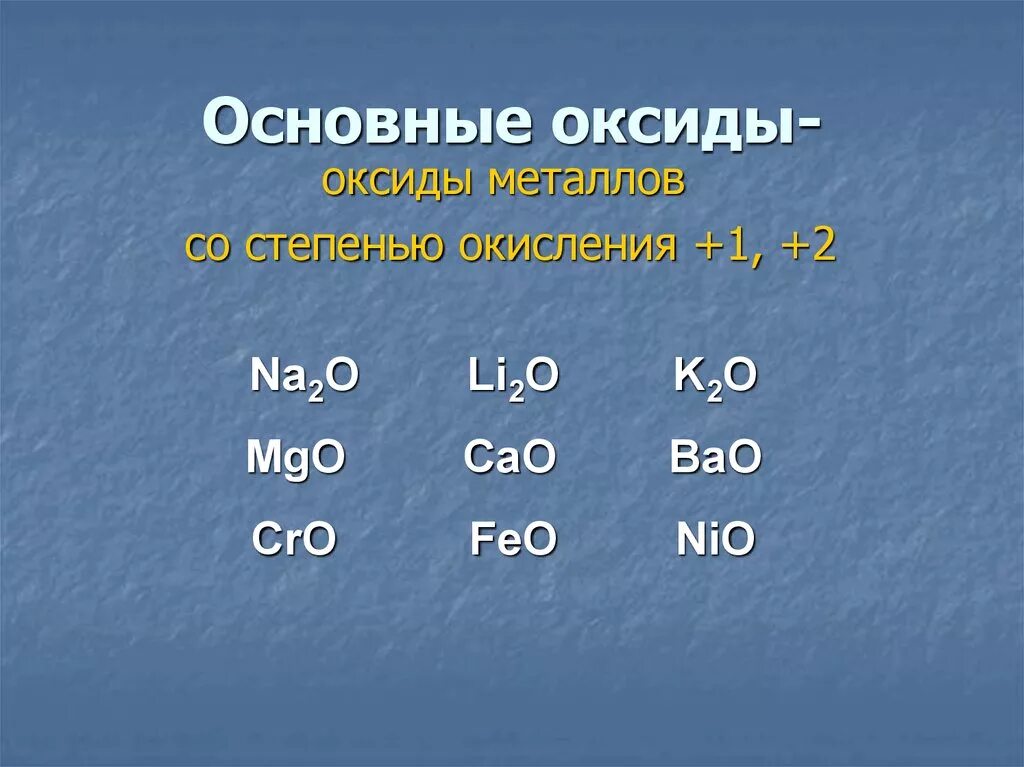 Cs2o какой оксид. Основные оксиды основные оксиды. Основные оксиды это в химии. Основные оксиды это оксиды металлов в степени окисления +1 и +2. Металлы со степенью окисления +1 +2.