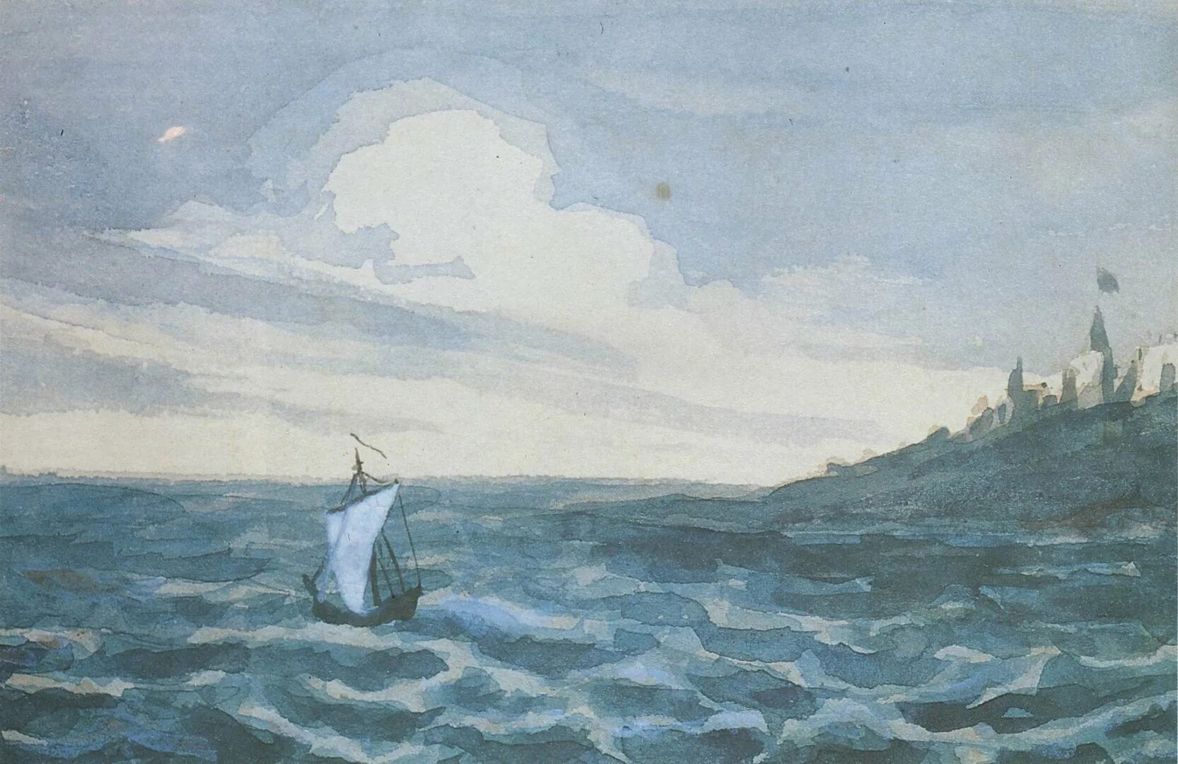 Белеет бел. Картина лермонтова парус. акварель м.ю.лермонтова. 1828 – 1832.. михаил лермонтов — парус (белеет парус одинокий). морской вид с парусной лодкой лермонтов.