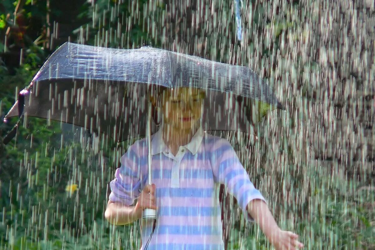 Сильный дождь. Ливень для детей. Летний ливень. Дождь летом.