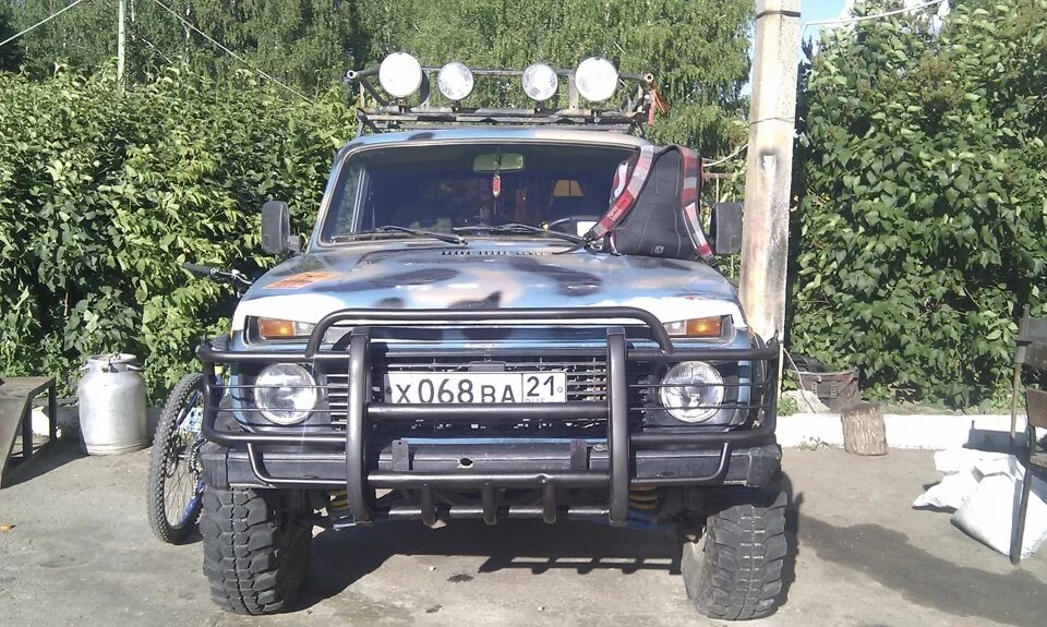 Купить Кенгурятник высокий с надписью для Лада Нива 21213 1985+