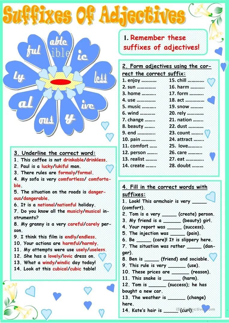 Fill in the following words assignments