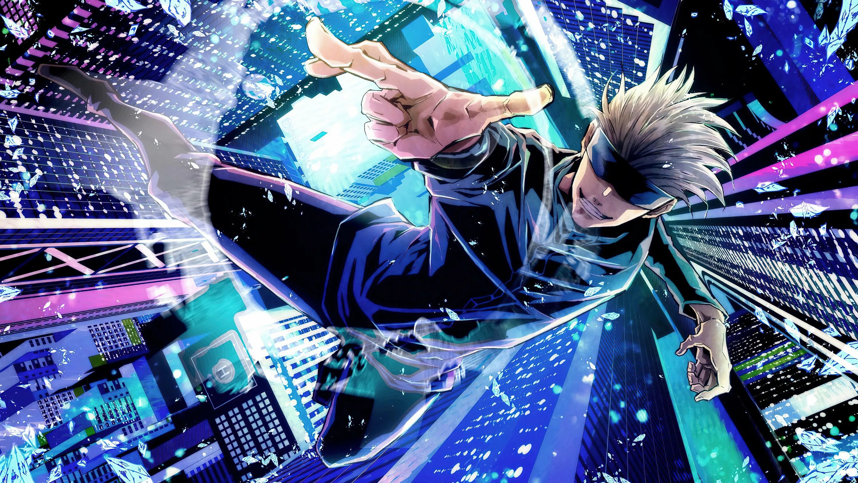 Битва jujutsu kaisen. Годжо сатору битва. годжо сатору арт. годжо сатору плакат.