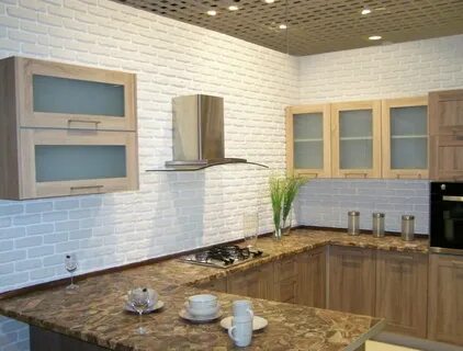 Стеновая панель кухни кирпич