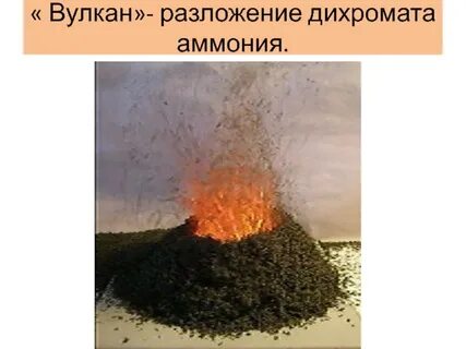 Реакция разложения дихромата аммония