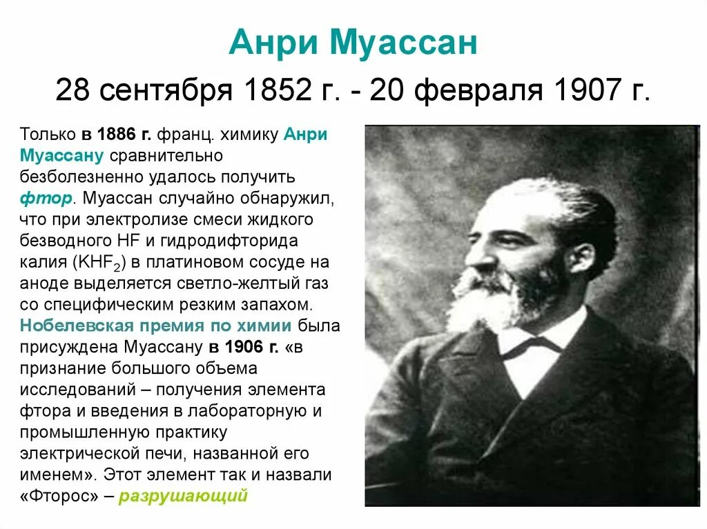 История фтора. Анри Муассан фтор. Открытие фтора Муассан. Галогены Анри Муассан.