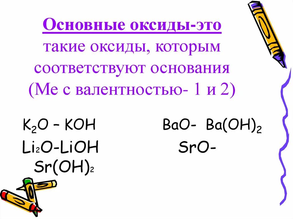 Основные оксиды виды. Основные оксиды соответствуют основаниям. Классификация оксидов 8 класс по валентности. Как определять оксиды 8 класс. Оксиды металлов с валентностью 1 и 2.