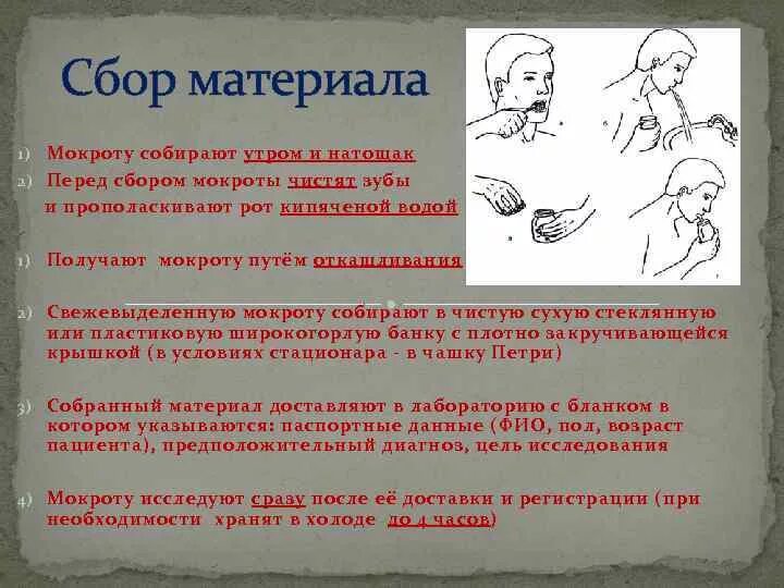 Подготовка пациента к сбору мокроты бронхит. Исследование мокроты памятка. Памятка сбор мокроты. Сбор мокроты на общий клинический анализ. Схема взятия мокроты.