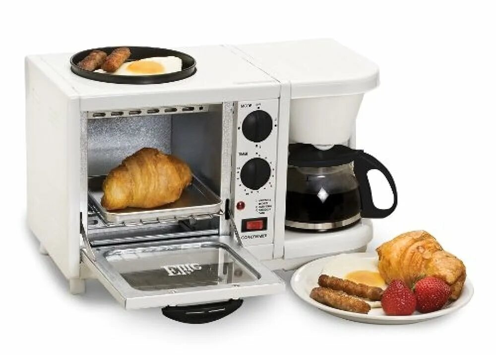 Мини печь Toaster Oven. 3-В-1 Breakfast maker: тостер, кофеварка, сковородка. Печь и микроволновка 2 в 1. Микроволновая печь 3 в 1. Печка духовка для кухни