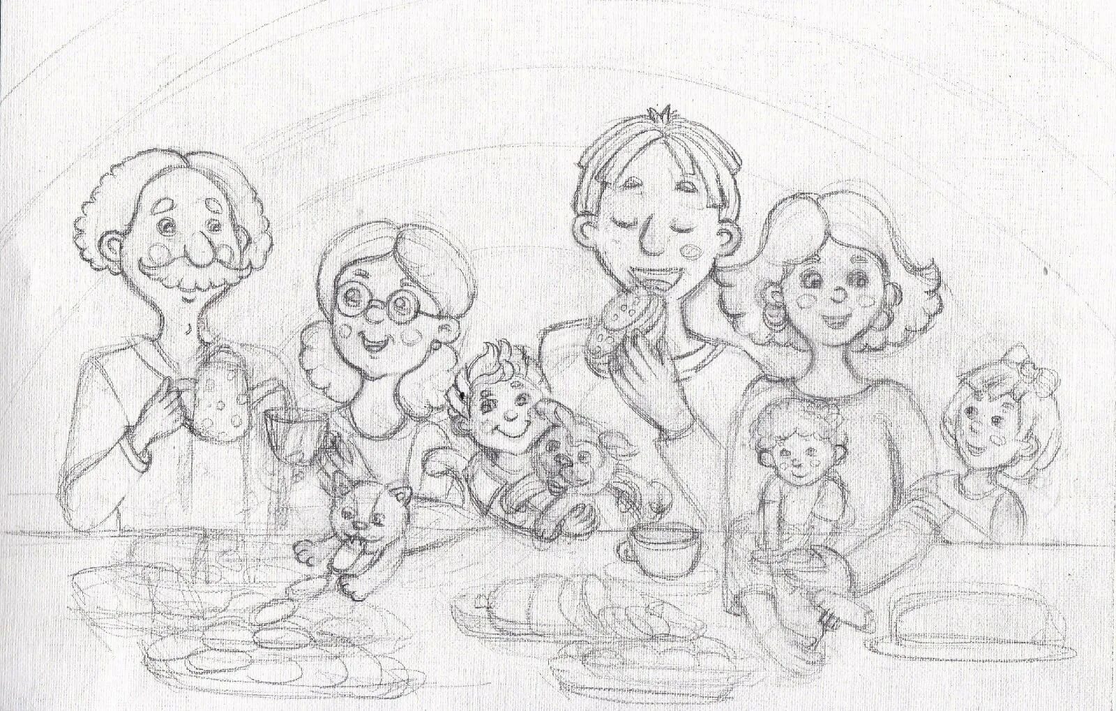 Веселая семейка рисунок. Семья рисунок. Веселая семейка рисование. Рисунок к рассказу веселая семейка.