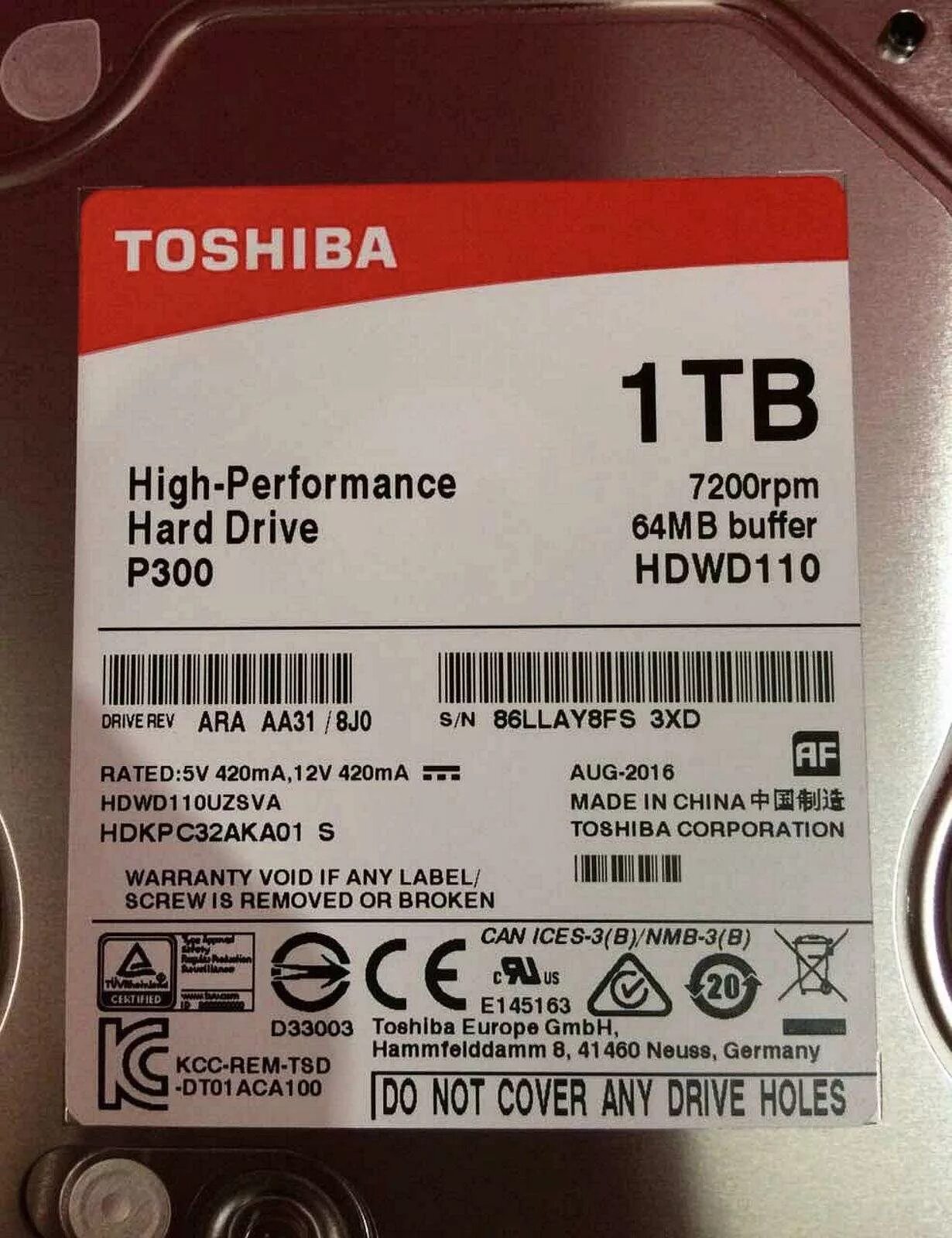 1тб памяти купить. Toshiba hdwd110 1 ТБ. 1tb Toshiba (hdwd110uzsva) p300 {SATA 3, 7200 RPM, 64mb Buffer, 3.5"}. 1 ТБ жесткий диск Toshiba p300. Toshiba p300 hdwd110uzsva.