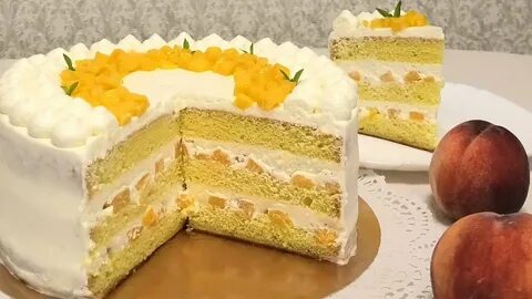 Торт чиз с персиками