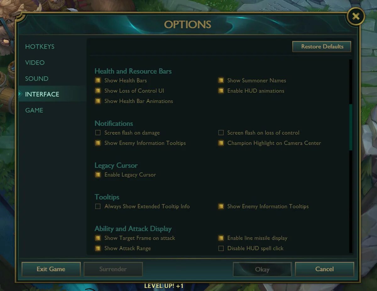 Option interface. Advanced interface options wow. health bar league of legends. hud_showtargetid.