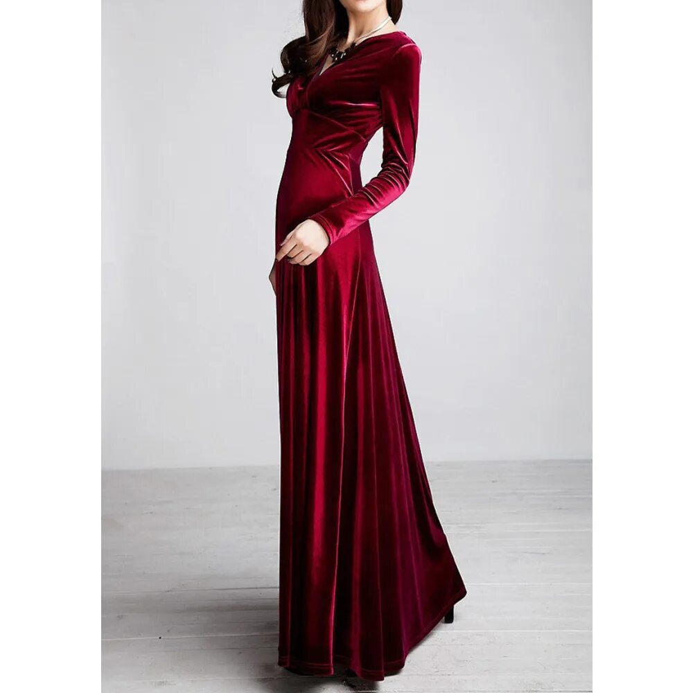 Длинное бархатное платье. Длинные платья в пол с рукавами. Бордовое платье. Длинные вечерние платья из бархата. Бордовое вечернее платье.