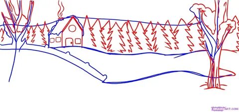 Как просто нарисовать зимний лес